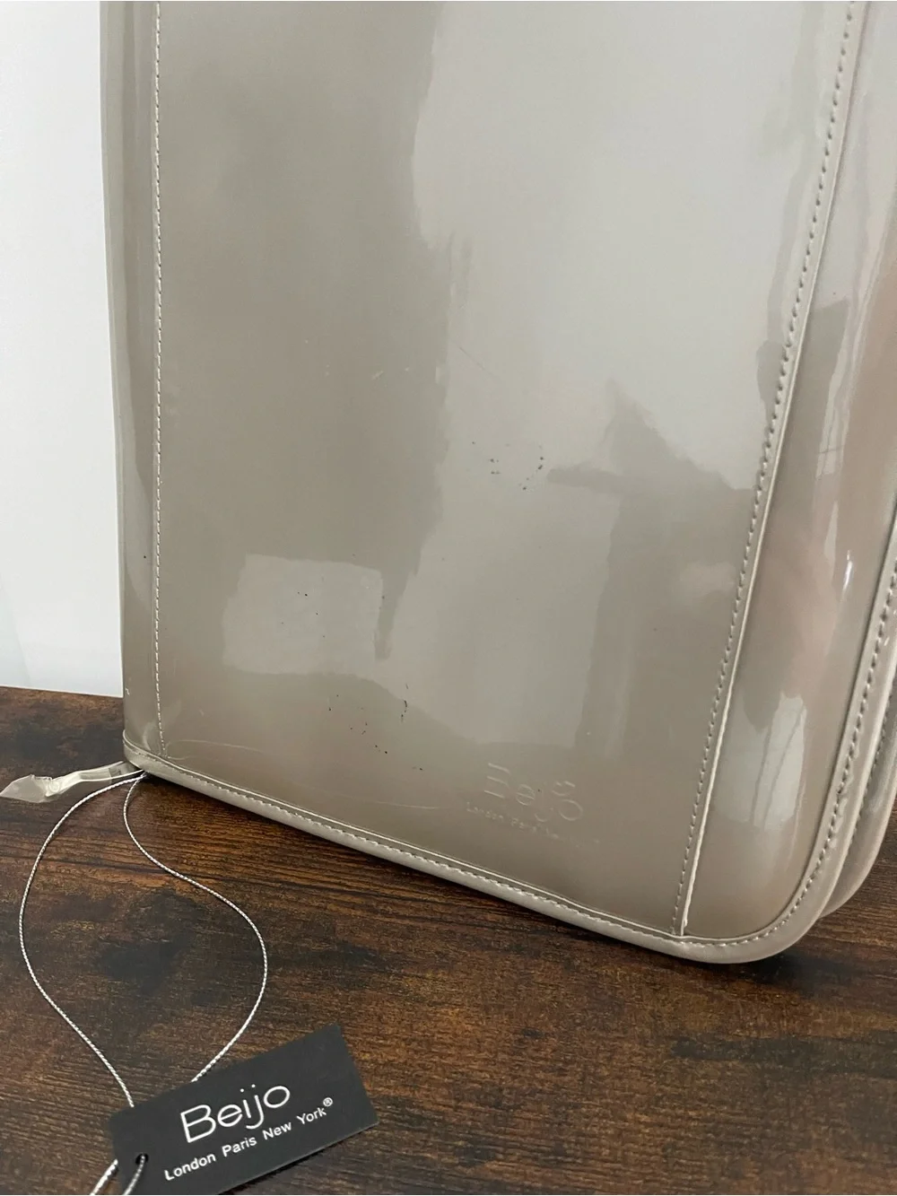 Beijo Glossy Patent Tablet Folio Case in Taupe